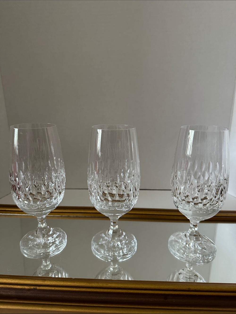 Crystal Cut Water Goblets - Clear Glass (Set of 3)
